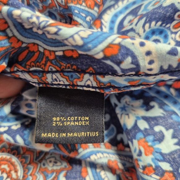 CREMIEUX PREMIUM DENIM Mens Size L Paisley Shirt Stretch Blue Short Sleeve [46] - Picture 11 of 12